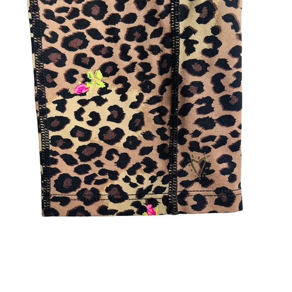 Betsey Johnson cheetah and roses compression leggings athletic yoga woman's S - Picture 2 of 9